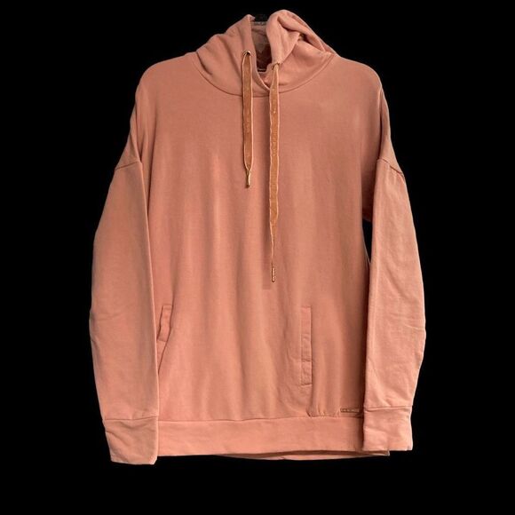 AVEC LES FILLES Women’s Hooded Cut-Out Peach Sweatshirt Size Medium - Picture 9 of 10